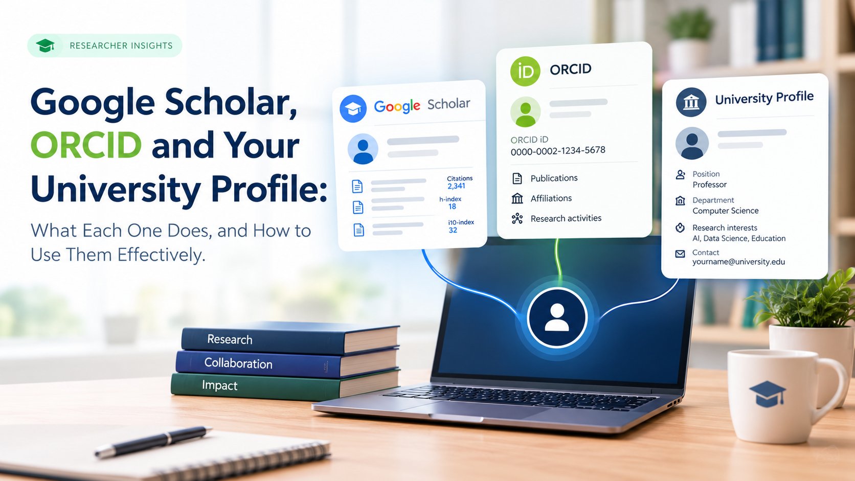 Google Scholar, ORCID and Your University Profile: What Each One Does, and How to Use Them Effectively